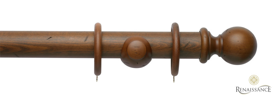 Vintage 40mm Pole Set 150cm Ball Dark Oak