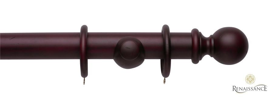 Vintage 40mm Pole Set 150cm Ball Mahogany