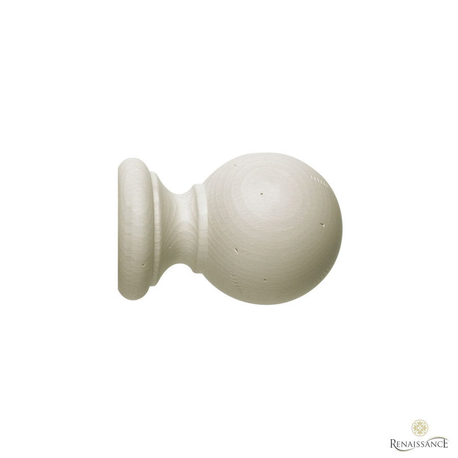 Vintage 40mm Finial Ball Ivory Wash