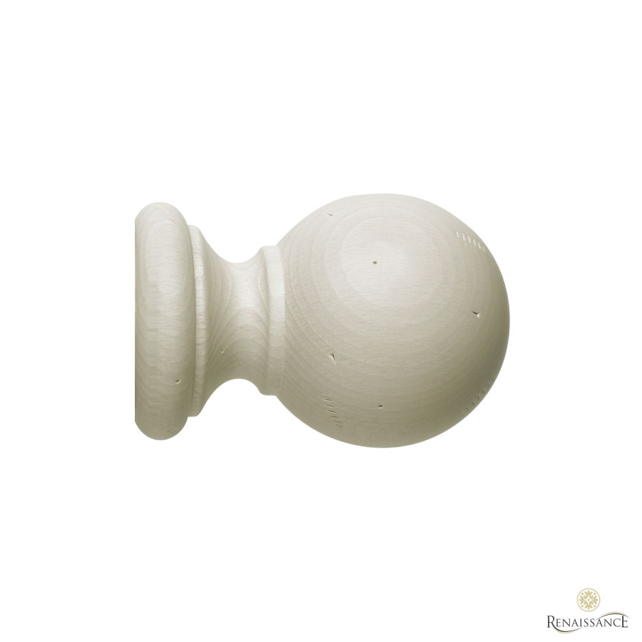 Vintage 50mm Finial Ball Ivory Wash