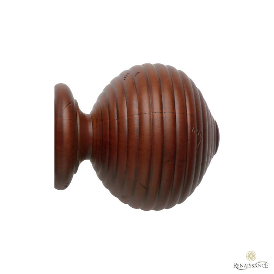 Vintage 50mm Finial Ribbed Ball Cherry