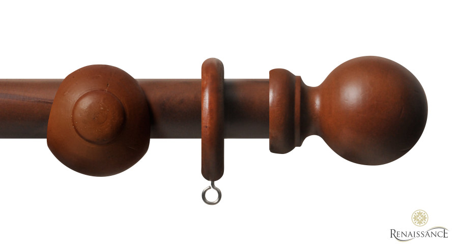 Standard Wood 28mm Pole Set Shrink Wrap 120cm Ball Walnut