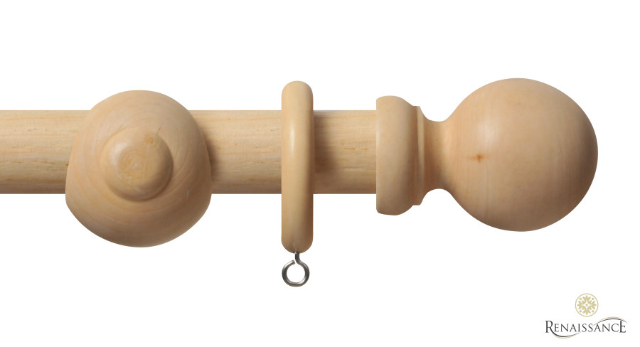 Standard Wood 28mm Pole Set Shrink Wrap 120cm Ball Natural