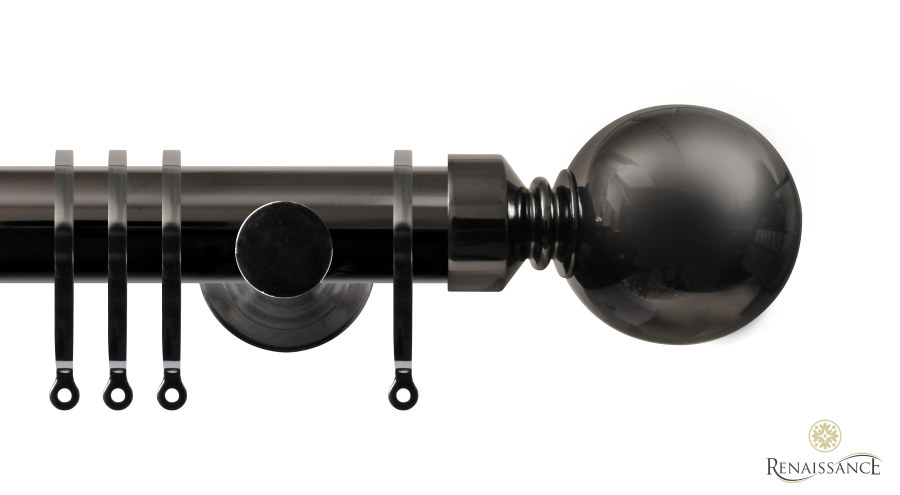 Contract 35mm Plain Ball Contemporary Pole Set 120cm Black Nickel