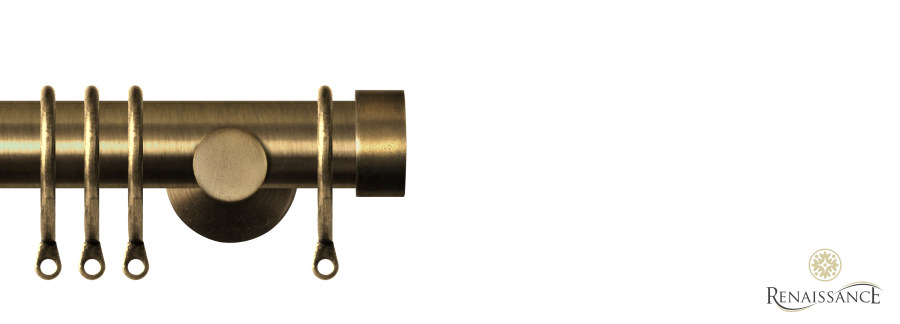 Dimensions 28mm End Cap Pole Set with Contemporary Bracket 120cm Antique Brass