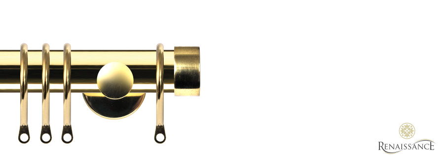 Dimensions 28mm End Cap Pole Set with Contemporary Bracket 120cm Polished Brass