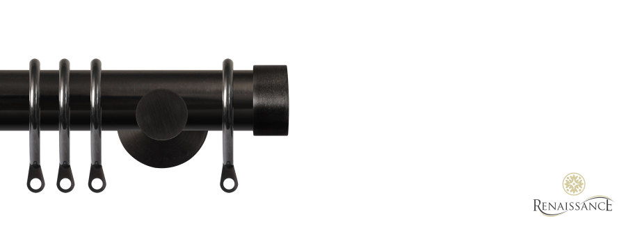 Dimensions 28mm End Cap Pole Set with Contemporary Bracket 120cm Black Nickel