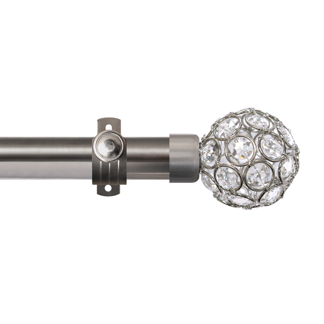 Dimensions 28mm Clear Crystal Beads Eyelet Pole Set with Adjustable K-Bracket 120cm Titanium