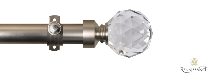 Dimensions 28mm Clear Crystal Cut Diamond Eyelet Pole Set with Adjustable K-Bracket 120cm Titanium