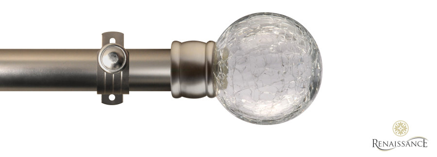 Dimensions 28mm Crackled Glass Eyelet Pole Set with Adjustable K-Bracket 120cm Titanium