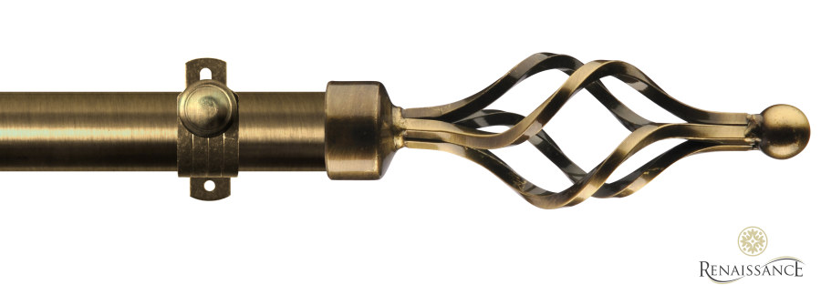 Dimensions 28mm Long Basket Eyelet Pole Set with Adjustable K-Bracket 120cm Antique Brass
