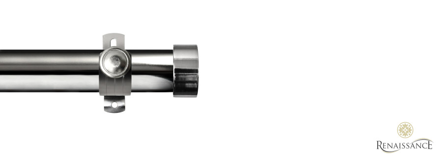 Dimensions 28mm End Cap Eyelet Pole Set with Adjustable K-Bracket 120cm Polished Silver