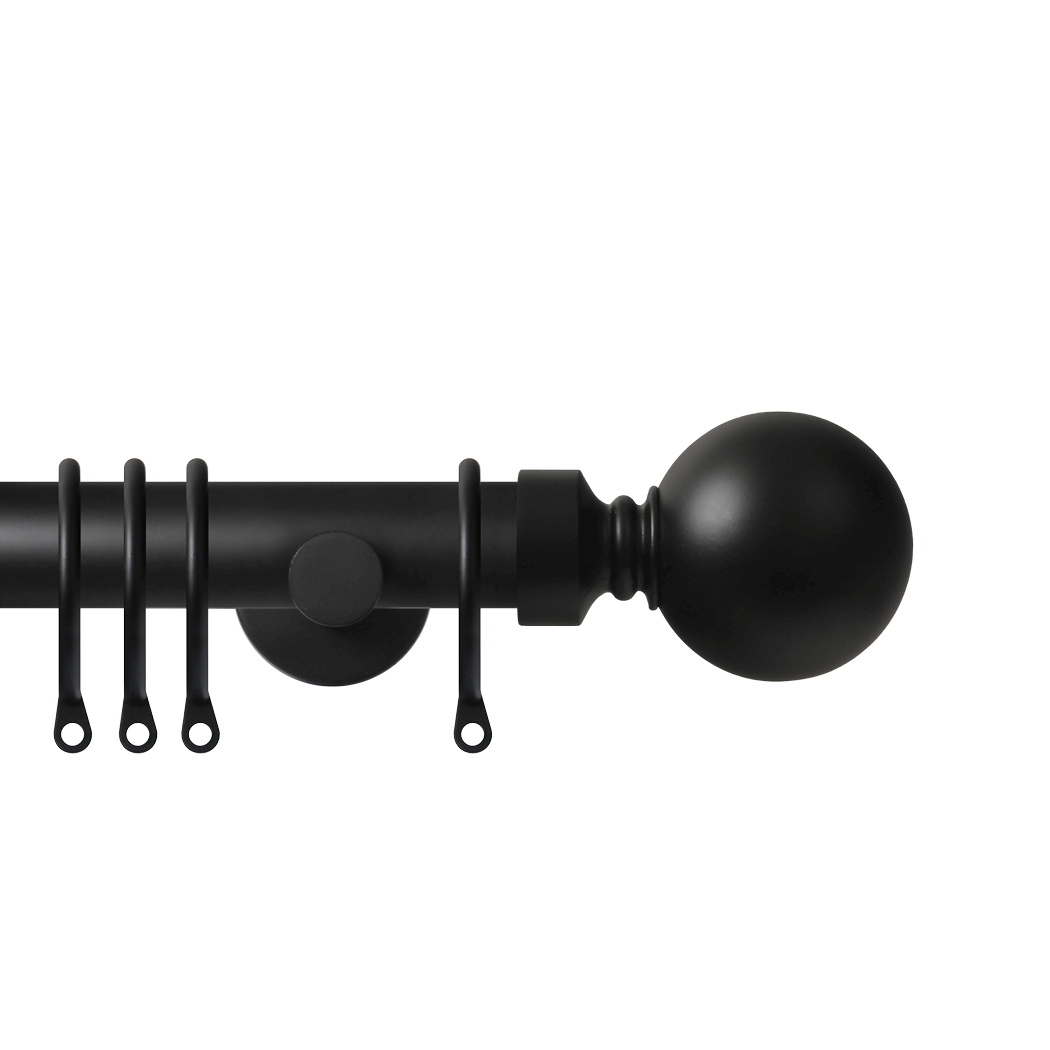 Contract 28 Plain Ball 28mm Pole Set with Contemporary Brackets 120cm Matt Black