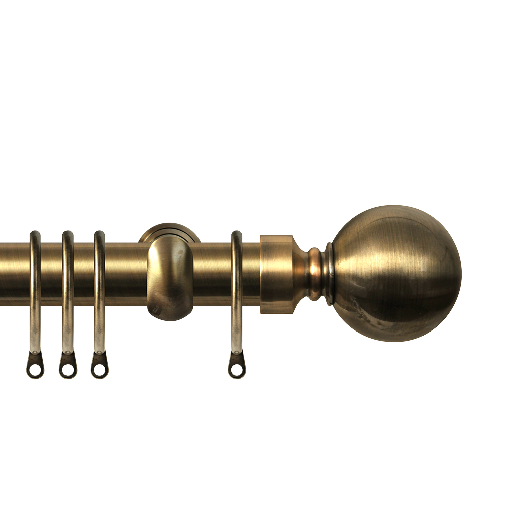 Contract 28 Plain Ball 28mm Pole Set with Extendable Brackets 120cm Antique Brass