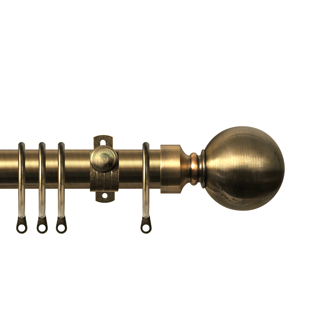 Contract 28 Plain Ball 28mm Pole Set with Adjustable K Brackets 120cm Antique Brass