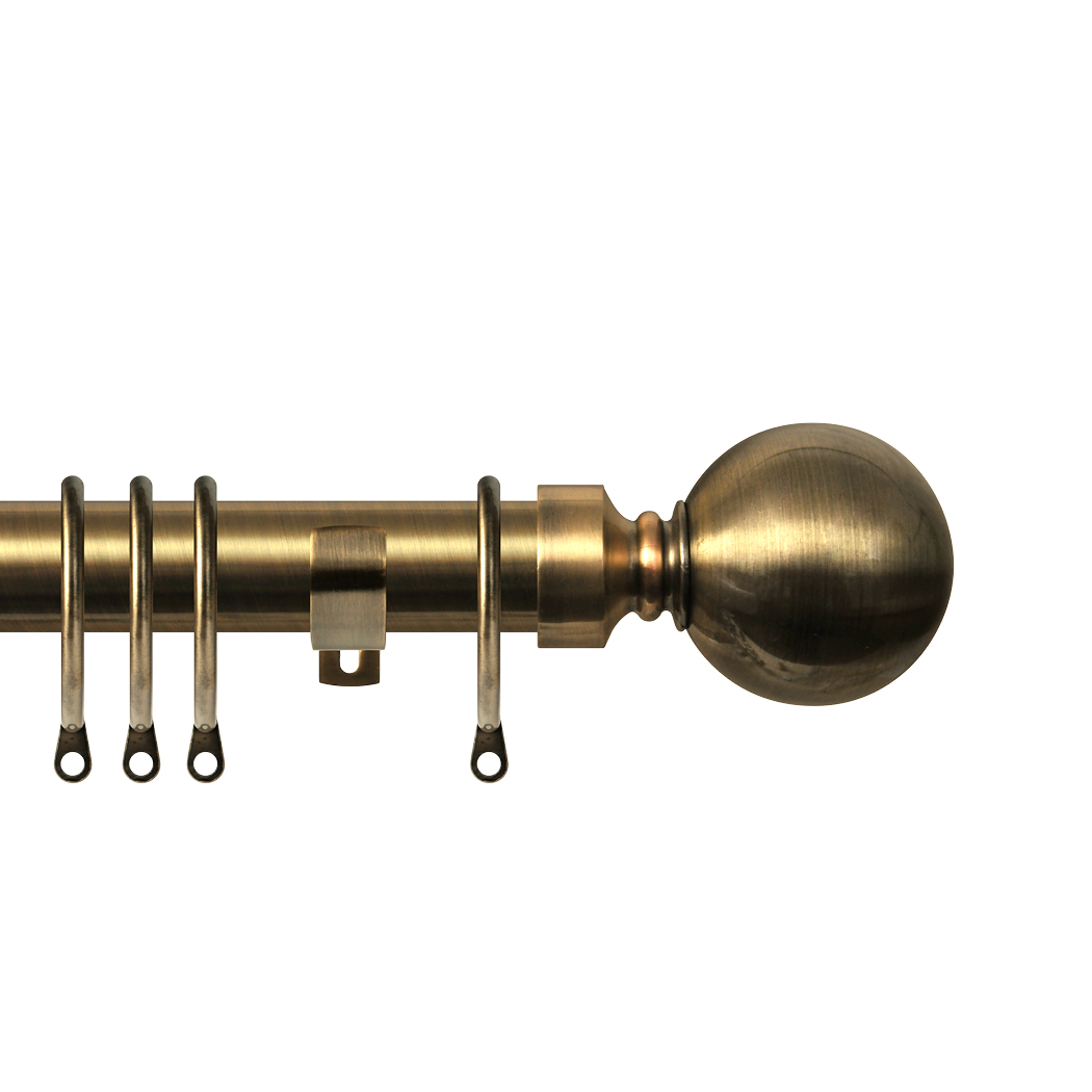 Contract 28 Plain Ball 28mm Pole Set with Long L Brackets 120cm Antique Brass