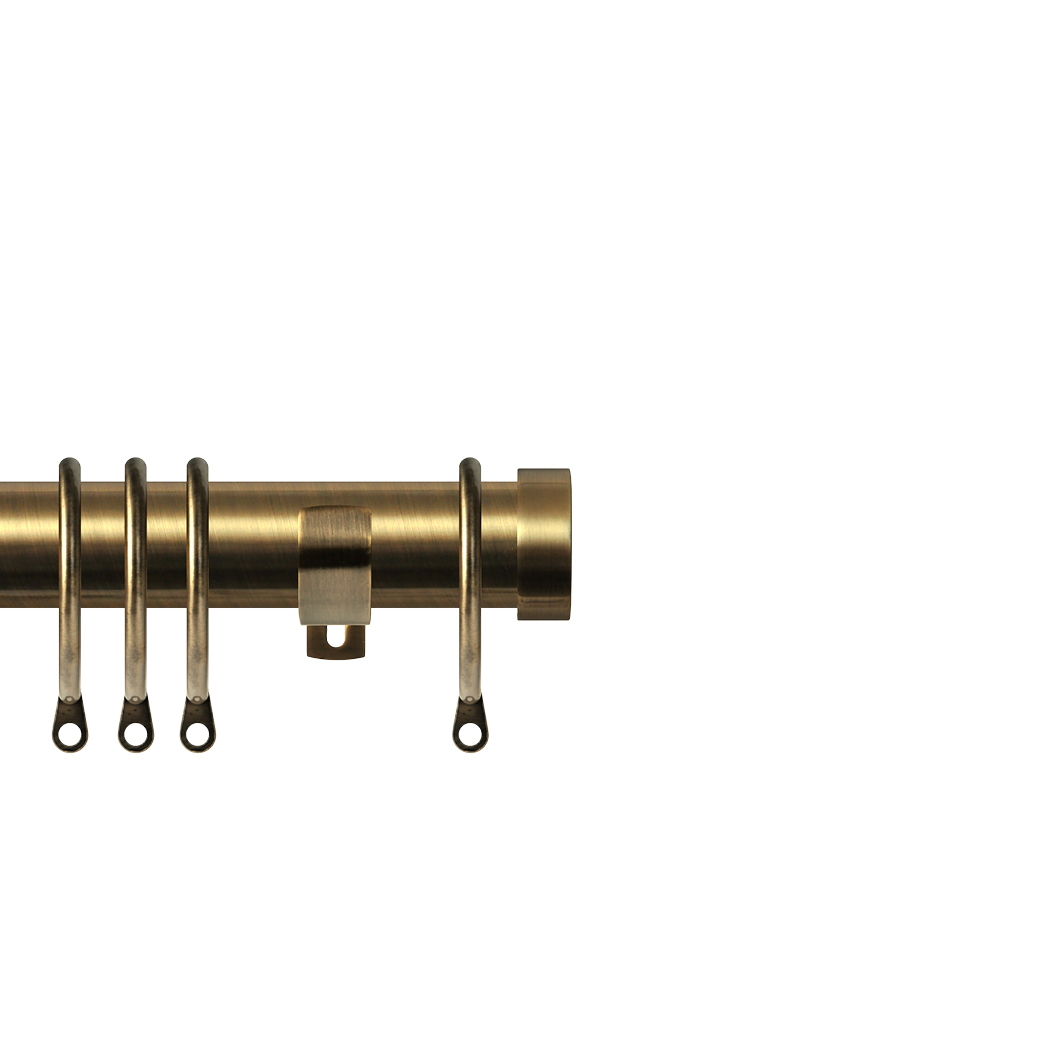 Contract 28 End Cap 28mm Pole Set with Long L Brackets 120cm Antique Brass