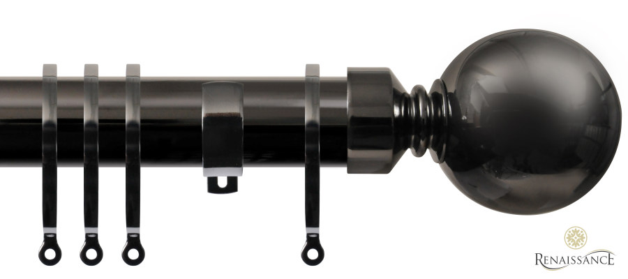 Contract 35mm Plain Ball Adjustable K Bracket Pole Set 120cm Black Nickel