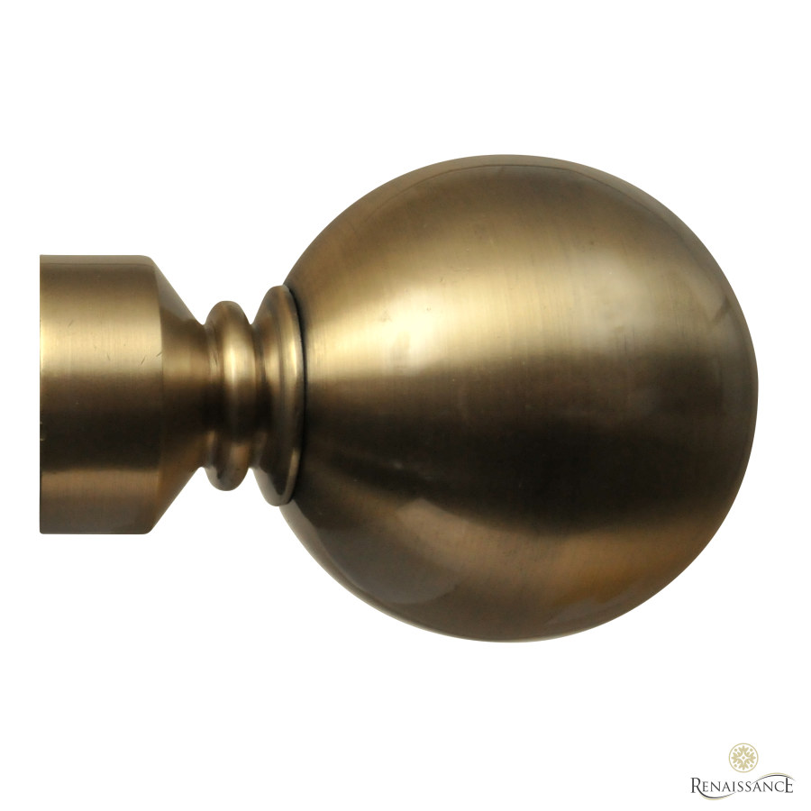 Contract 35mm Finial Plain Ball Antique Brass