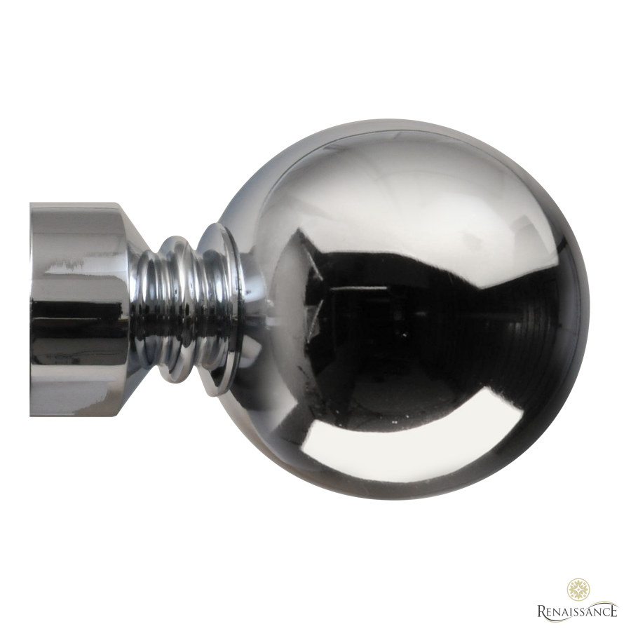 Contract 35mm Finial Plain Ball Polished Silver
