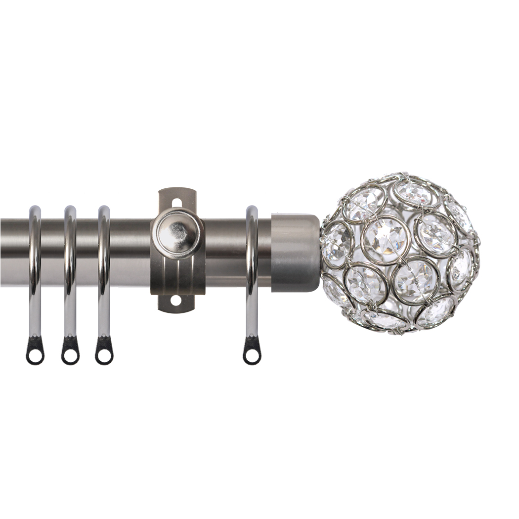 Dimensions 28mm Clear Crystal Beads Pole Set with Adjustable K-Bracket 120cm Titanium