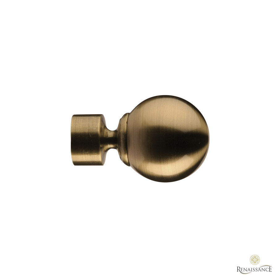 Orbit 28mm Plain Ball Finial Pair Antique Brass