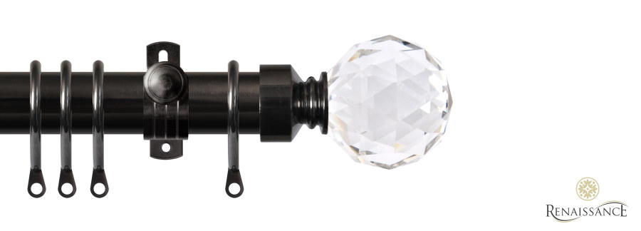 Dimensions 28mm Clear Crystal Cut Diamond Pole Set with Adjustable K-Bracket 120cm Black Nickel