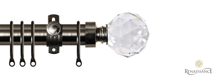 Dimensions 28mm Clear Crystal Cut Diamond Pole Set with Adjustable K-Bracket 120cm Gunmetal