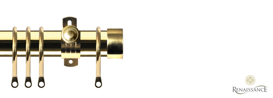 Dimensions 28mm End Cap Pole Set with Adjustable K-Bracket 120cm Polished Brass