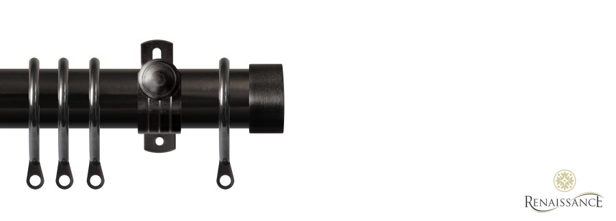 Dimensions 28mm End Cap Pole Set with Adjustable K-Bracket 120cm Black Nickel