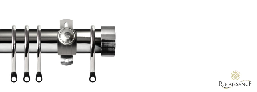 Dimensions 28mm End Cap Pole Set with Adjustable K-Bracket 120cm Polished Silver