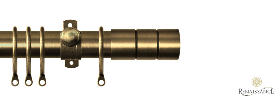 Dimensions 28mm Cylinder Pole Set with Adjustable K-Bracket 120cm Antique Brass
