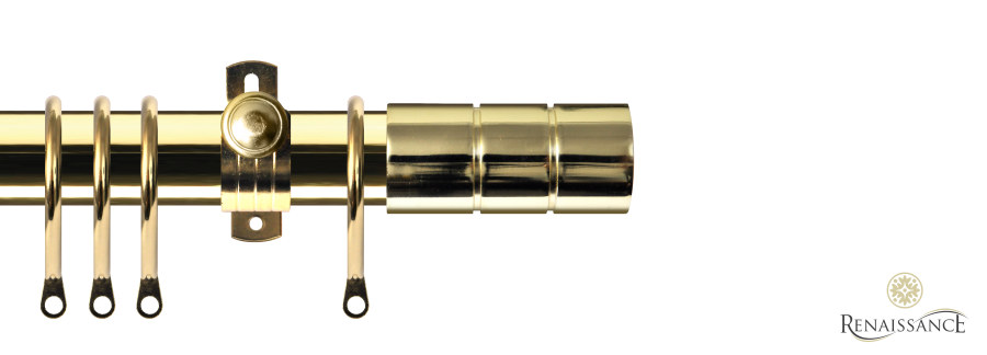 Dimensions 28mm Cylinder Pole Set with Adjustable K-Bracket 120cm Polished Brass