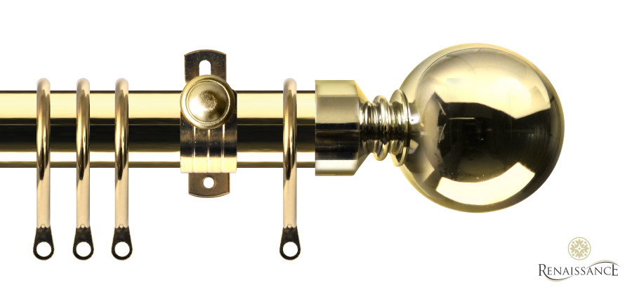 Orbit 28mm Plain Ball Pole Set 120cm Polished Brass