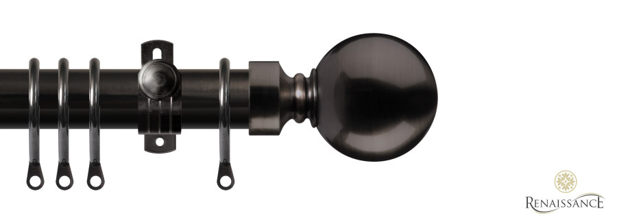 Orbit 28mm Plain Ball Pole Set 120cm Black Nickel