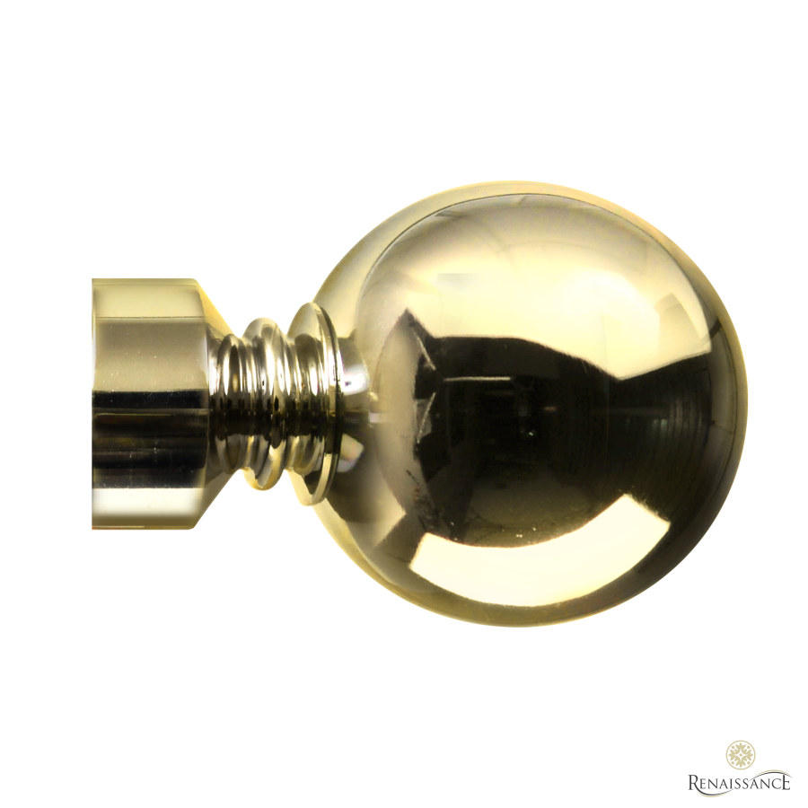 Orbit 28mm Plain Ball Finial Pair Polished Brass