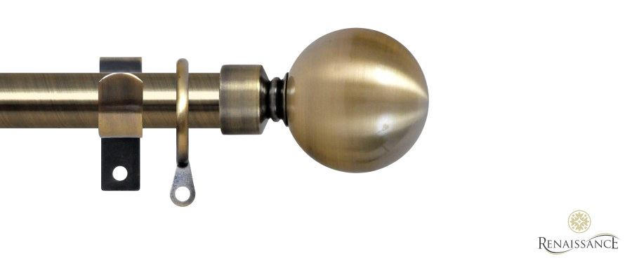 Extensis 19 19/16mm Plain Ball Extendable Pole Set 120-210cm Antique Brass