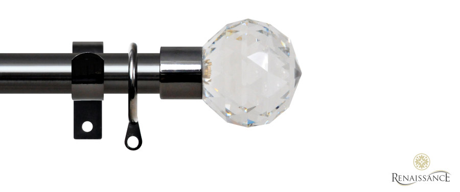 Extensis 19 19/16mm Clear Crystal Cut Diamond Extendable Pole Set 120-210cm Black Nickel