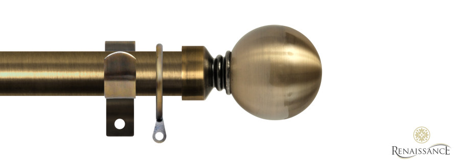 Extensis 28 28mm/25mm Plain Ball Extendable Pole Set 70-120cm Antique Brass