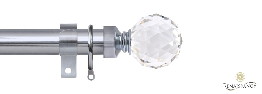 Extensis 28 28mm/25mm Clear Crystal Cut Diamond Extendable Pole Set 90-160cm Chrome