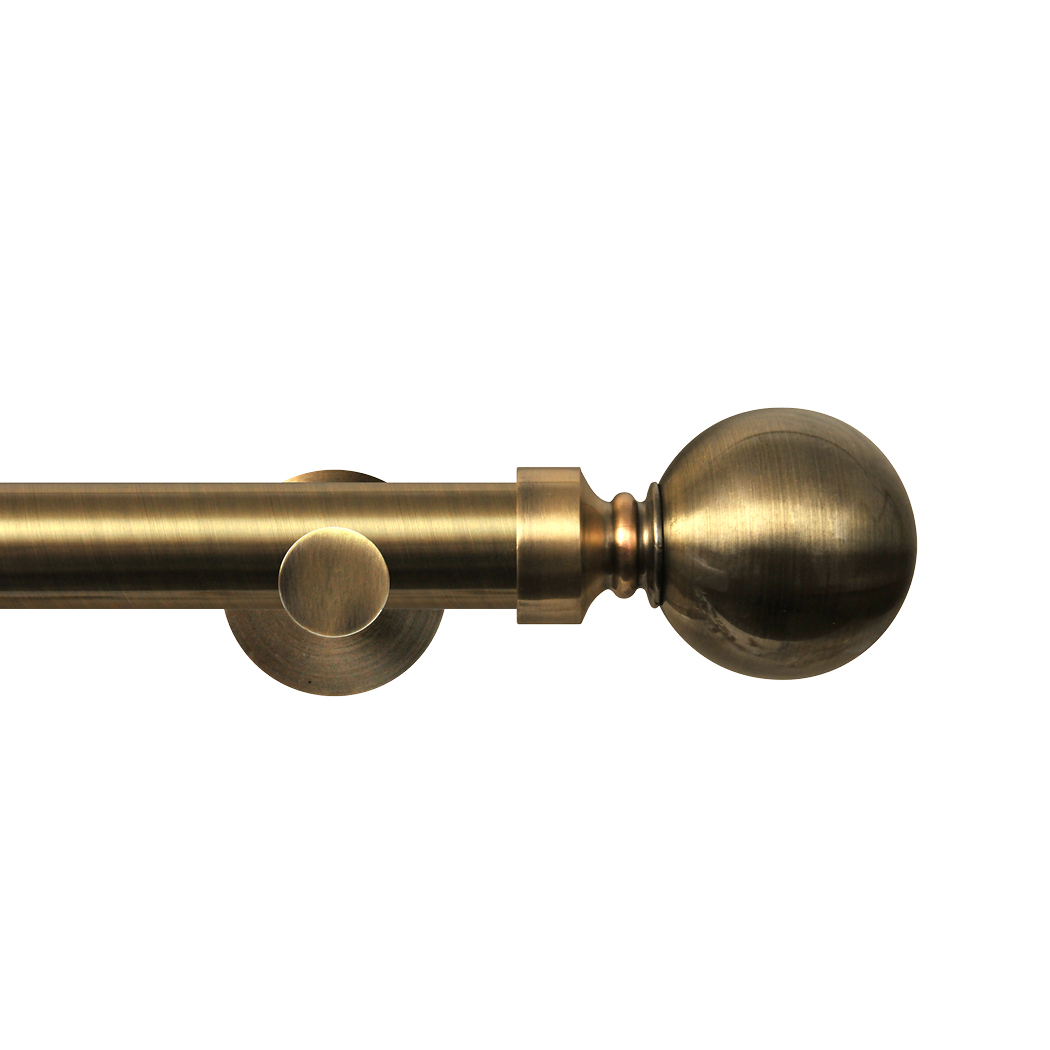 Contract 28 Plain Ball 28mm Eyelet Pole Set with Contemporary Brackets 120cm Antique Brass