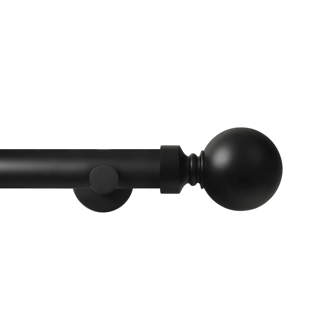 Contract 28 Plain Ball 28mm Eyelet Pole Set with Contemporary Brackets 120cm Matt Black