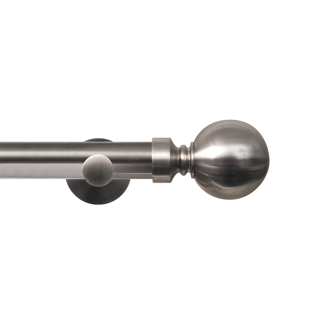 Contract 28 Plain Ball 28mm Eyelet Pole Set with Contemporary Brackets 120cm Brushed Nickel