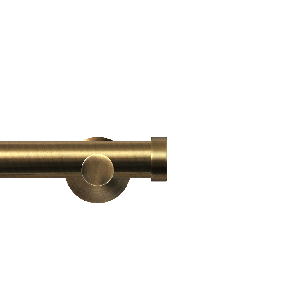 Contract 28 End Cap 28mm Eyelet Pole Set with Contemporary Brackets 120cm Antique Brass