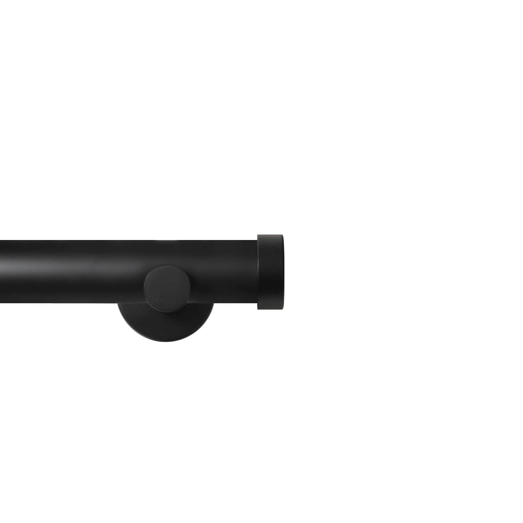 Contract 28 End Cap 28mm Eyelet Pole Set with Contemporary Brackets 120cm Matt Black