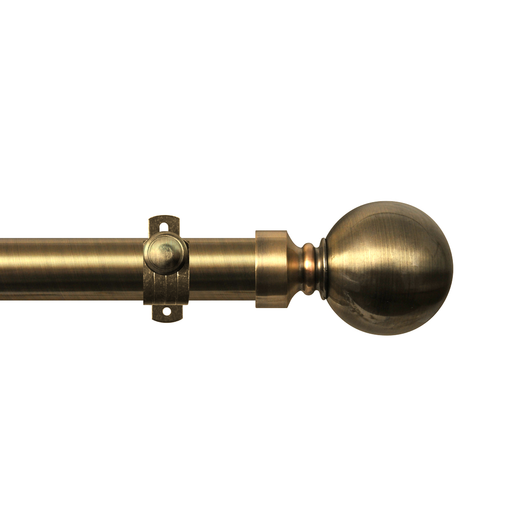 Contract 28 Plain Ball 28mm Eyelet Pole Set with Adjustable K Brackets 120cm Antique Brass