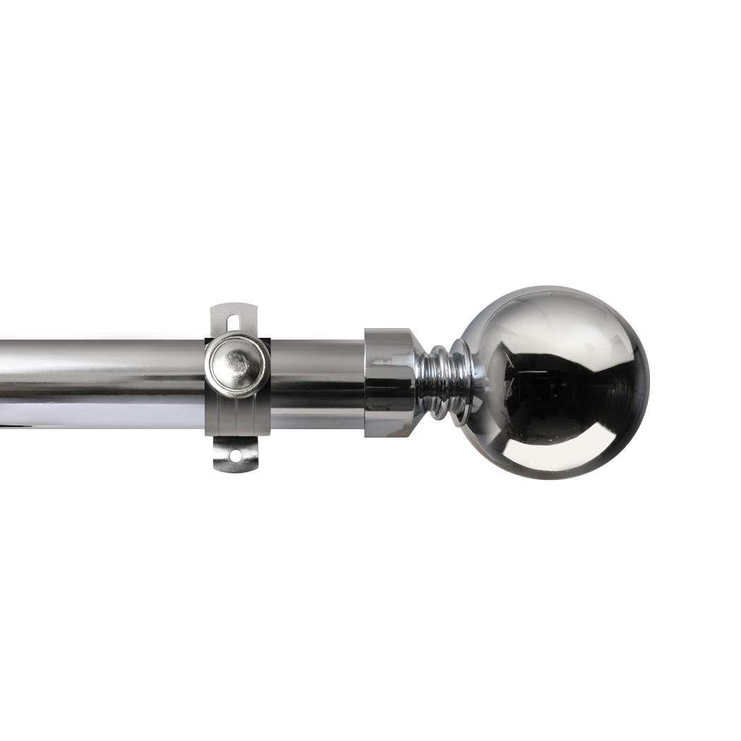 Contract 28 Plain Ball 28mm Eyelet Pole Set with Adjustable K Brackets 120cm Polished Silver
