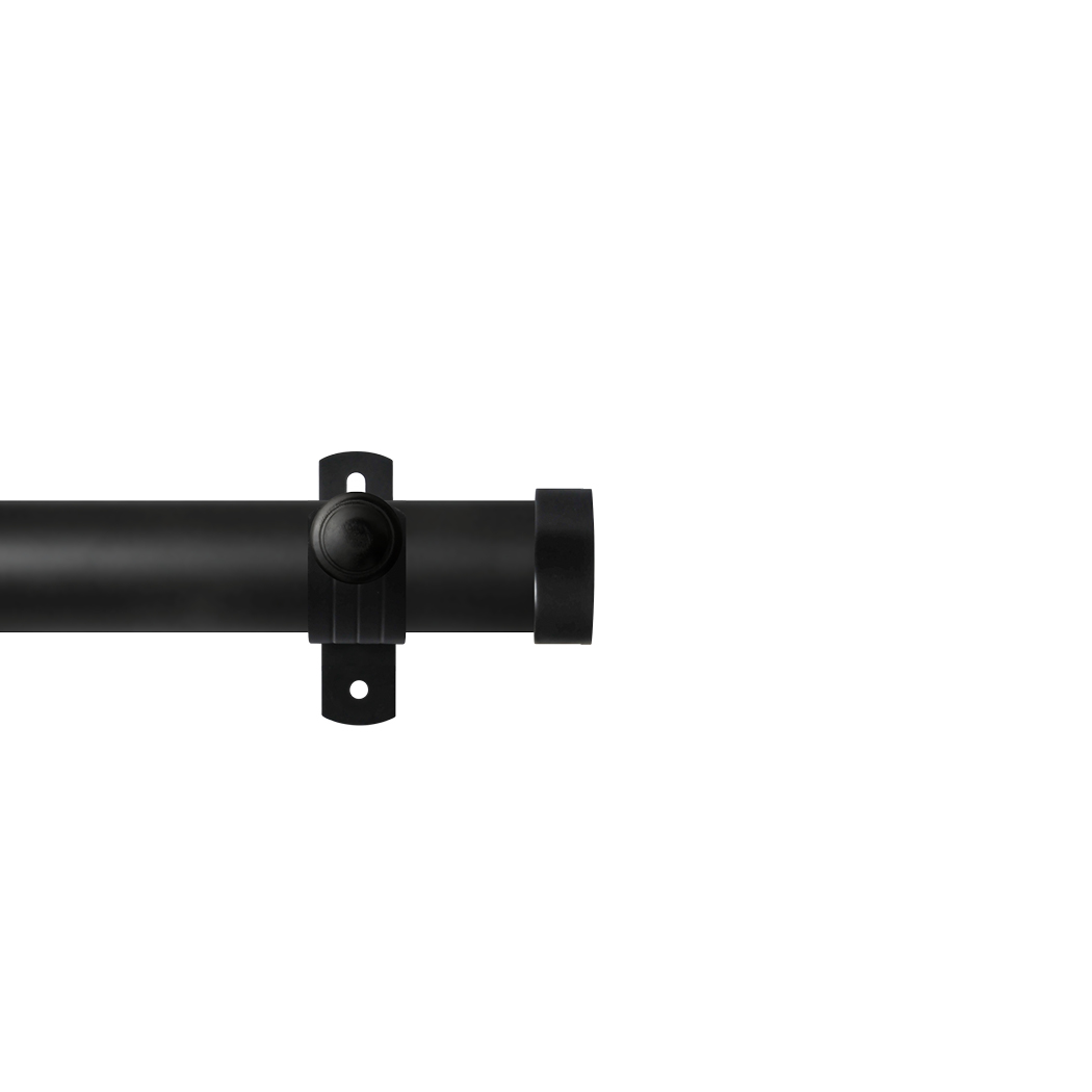 Contract 28 End Cap 28mm Eyelet Pole Set with Adjustable K Brackets 120cm Matt Black