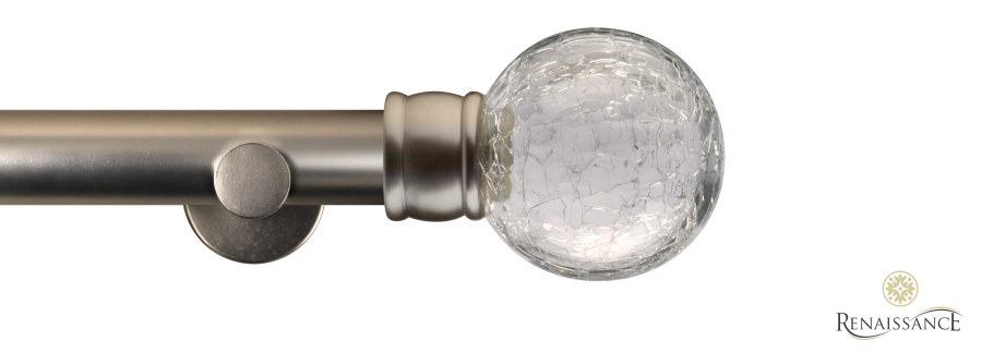 Dimensions 28mm Crackled Glass Eyelet Pole Set with Contemporary Bracket 120cm Titanium