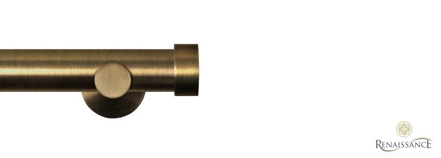 Dimensions 28mm End Cap Eyelet Pole Set with Contemporary Bracket 120cm Antique Brass